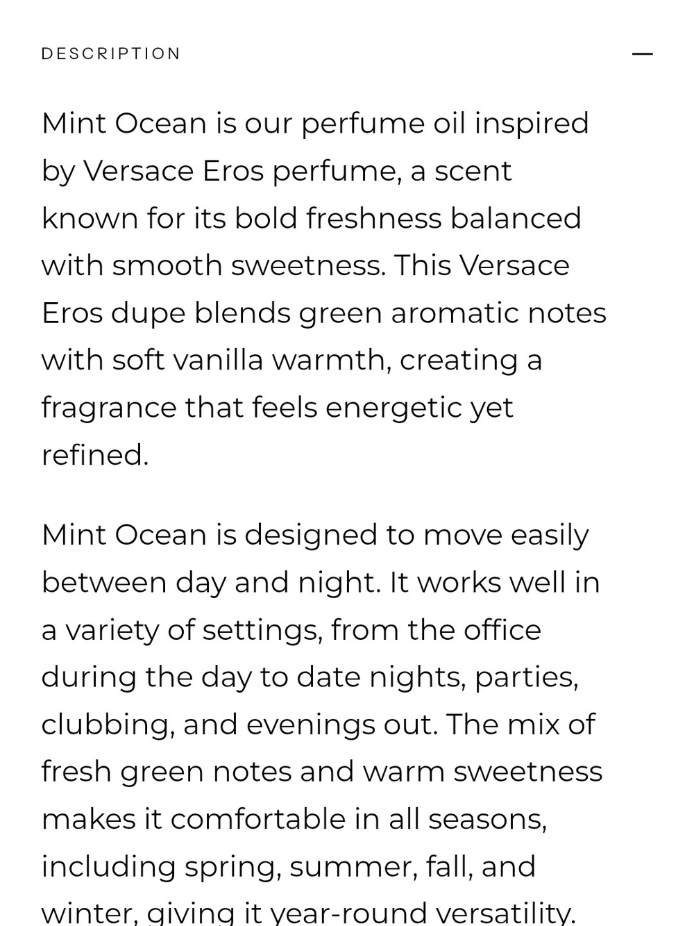 Eternal Perfume Oils - Mint Ocean - Purple Bottle w/Black Cap - 50 ml - Picture 4 of 6